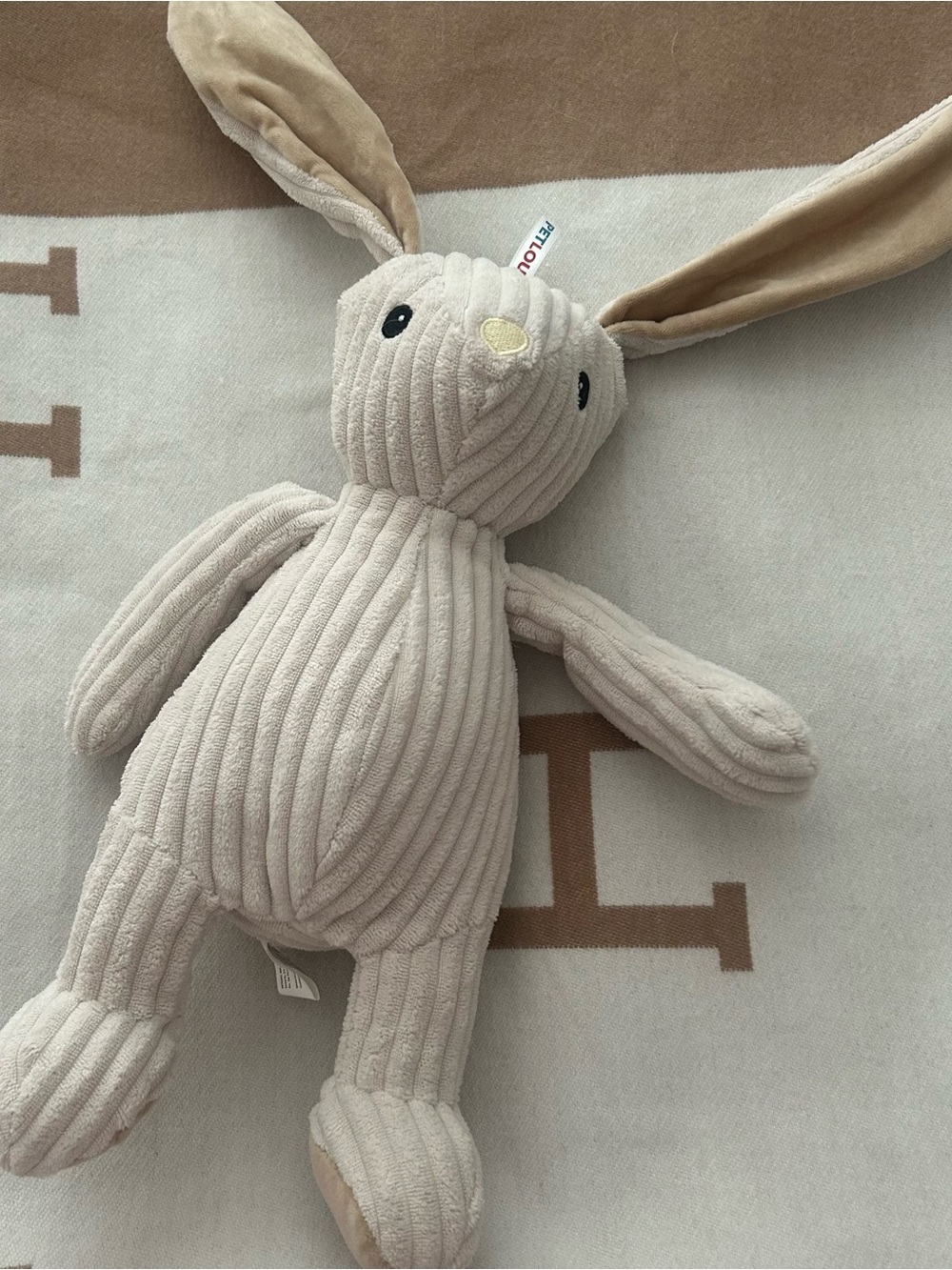 Soft Beige Plush Corduroy Bunny Plush Toy by Petlou Brand New Without Tag